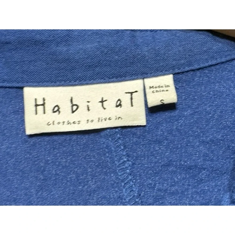 NEW Habitat Womens S Blue Rayon Blend Tunic Button Up Oversized Lagenlook Artsy